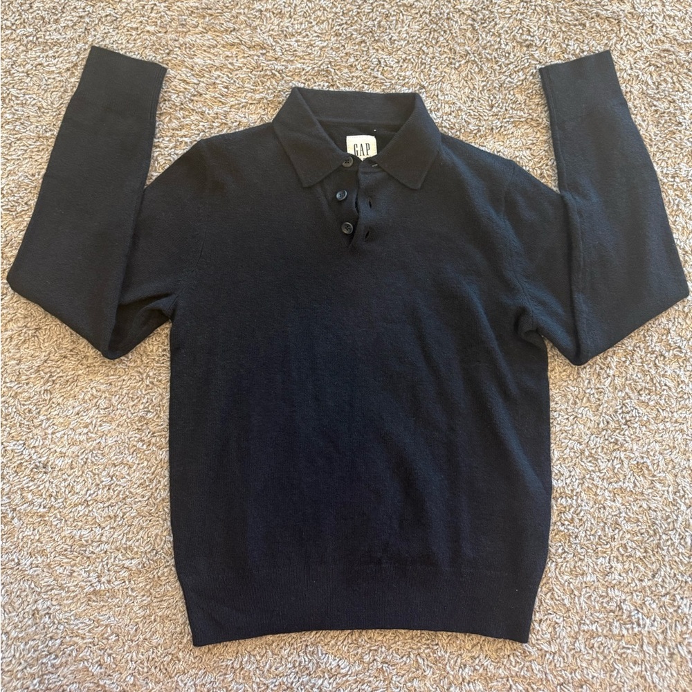 NWT Gap Kids Boys Sweater, Collared, Super Soft, Black, Sz Medium
